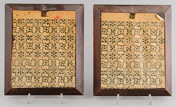 MINIATYRER, 2 st, sign Orto och René, 1800-/1900-tal.