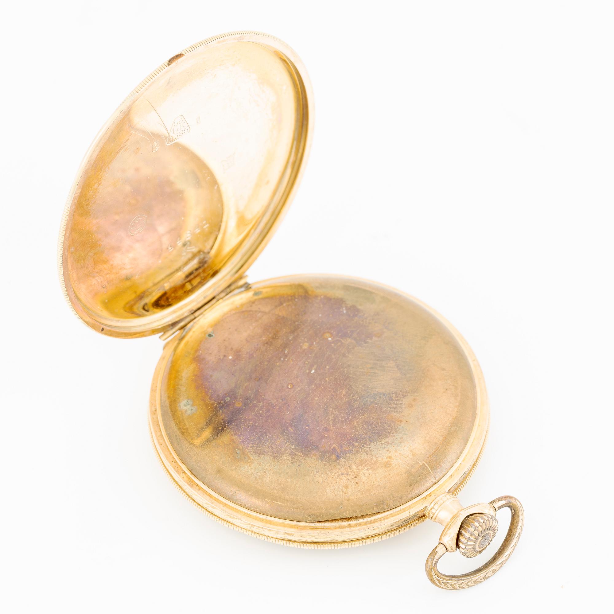 Fickur, urtavla av pärlemor, 14K guld, 48 mm.