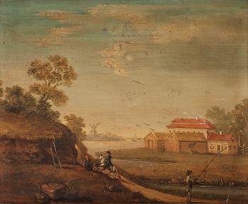 Johan Philip Korn Attributed to, Landscape with a country mansion.