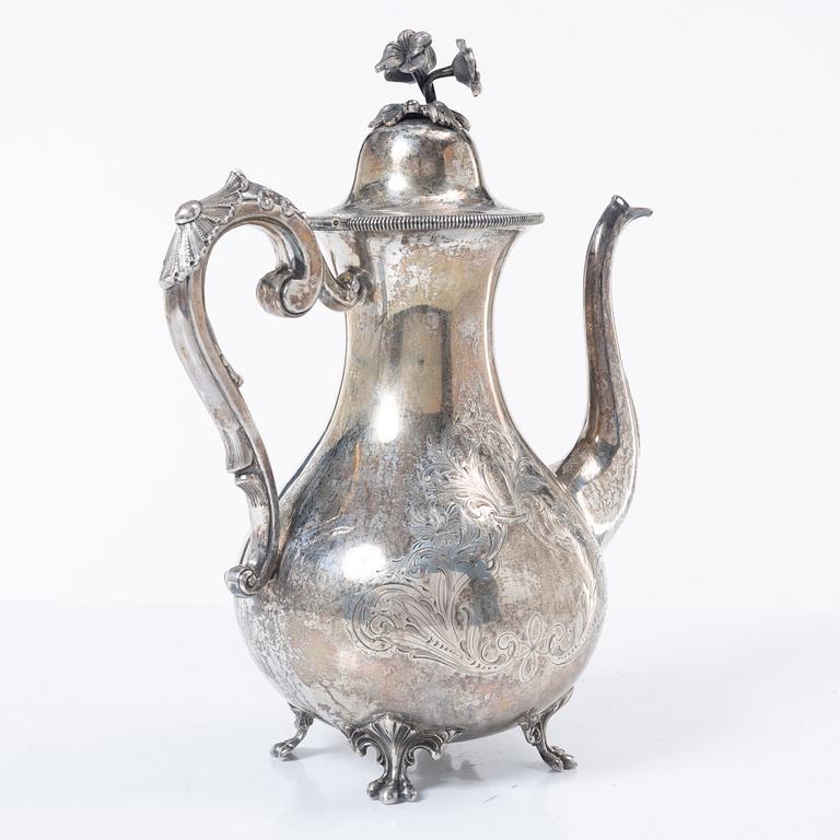 Frans Holm, coffee pot and cream jug, silver, Vadstena, 1877-79.