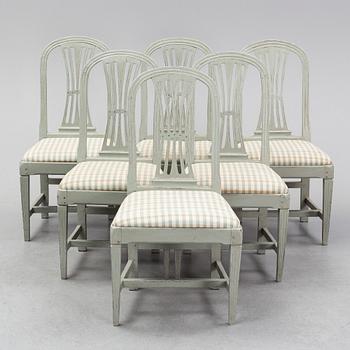 Six Gustavian chairs, end of 18th Century.