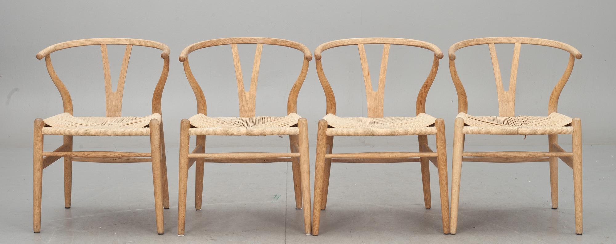 KARMSTOLAR, 4 st. "Y-stolen", Hans J. Wegner för Carl Hansen & Son, Odense. Enligt uppgift inköpta 1958.
