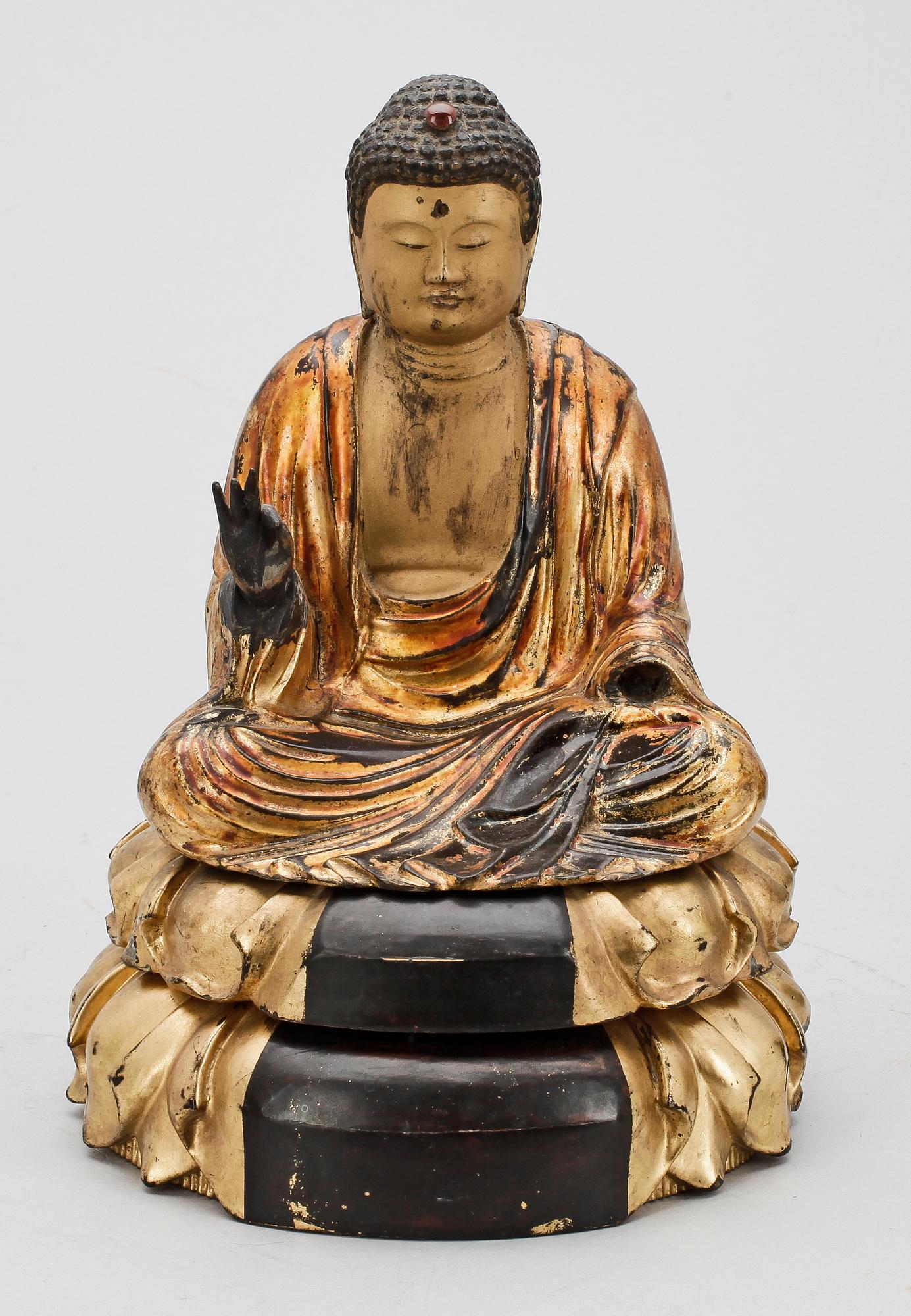 BUDDHASTATYETT, trä, Japan, möjligen 1800-tal.
