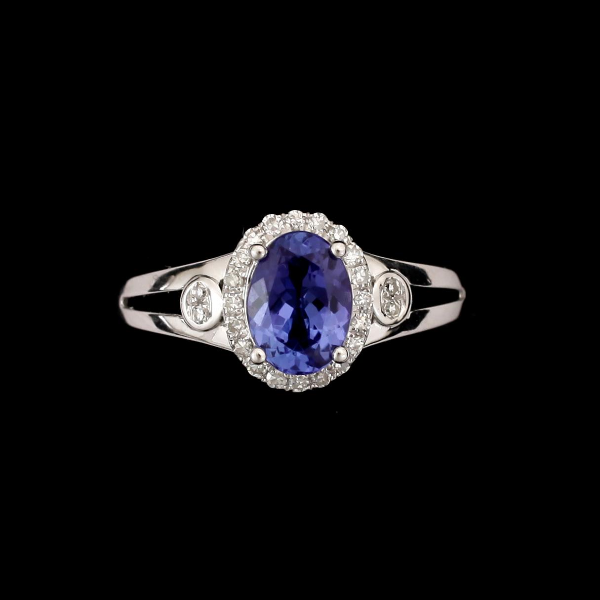 RING, 14k vitguld med tanzanit ca1,58ct och diamanter tot ca0,20ct.