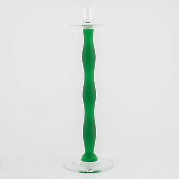 Anne Nilsson, candlesticks, 3 pcs, glass, "Celeste", Orrefors.