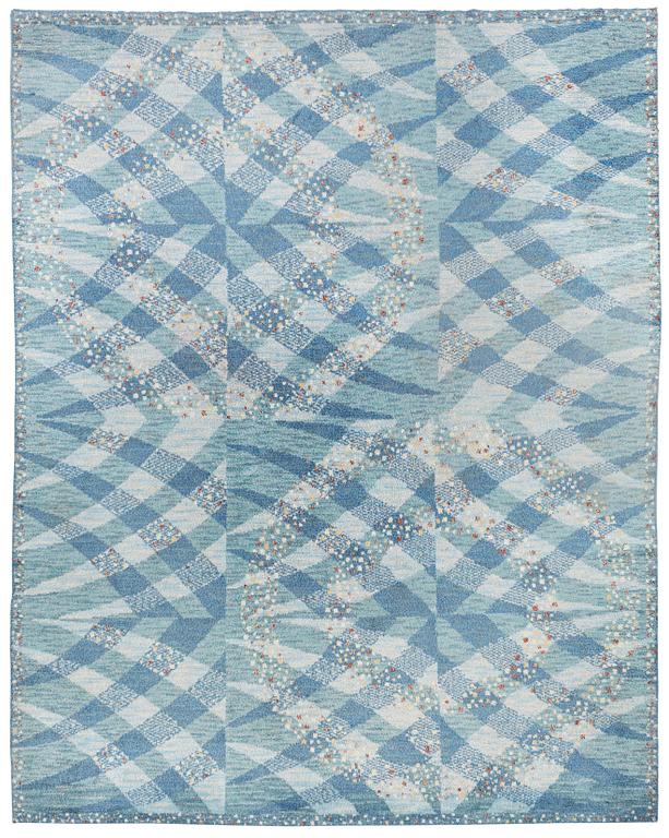 Barbro Nilsson, MATTA, "Magdalena blå", tät rya, ca 387,5 x 304 cm, signerad AB MMF BN.