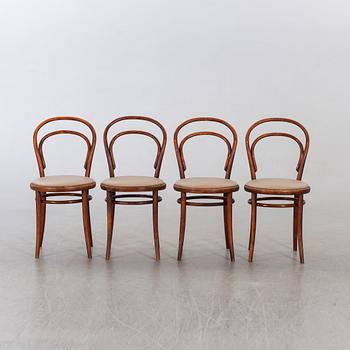 A SE OF FOUR BENTWOOD LIGNA CHAIRS FROM CZECHOSLOVAKIA.