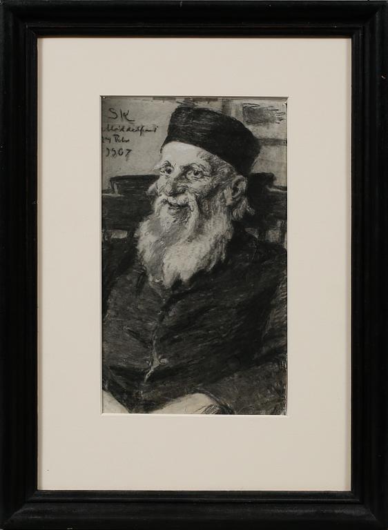PEDER SEVERIN KRÖYER, kol med täckvitt, signerad S.K och daterad Middelfart 24. Febr 1907.