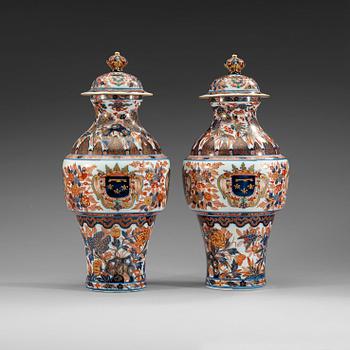 A pair of Samson Imari vases with covers, France, late 19th Century.