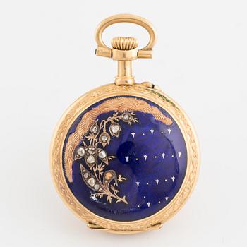 Mormorsur, med emalj och rosenslipade diamanter, 27 mm.