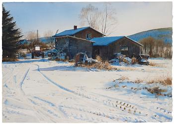 Stanislaw Zoladz, Winter scene with tractor.