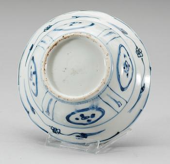 A blue and white bowl. Ming dynasty, Wanli (1573-1619).
