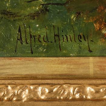 OKÄND KONSTNÄR, olja på duk, England, 1800-tal, signerad Alfred Hinley.