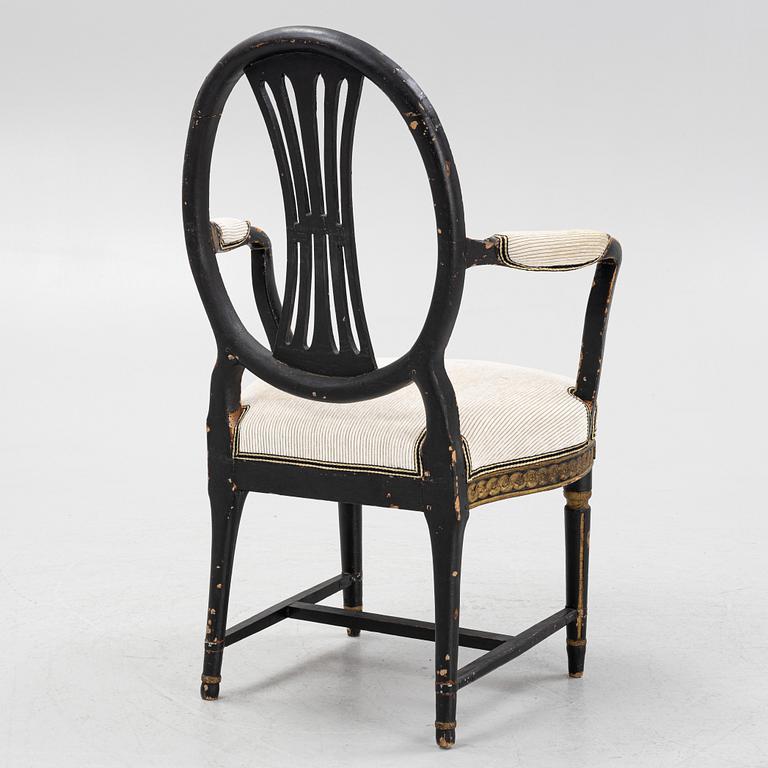 A Swedish Gustavian Armrest Chair, late 18th Century.