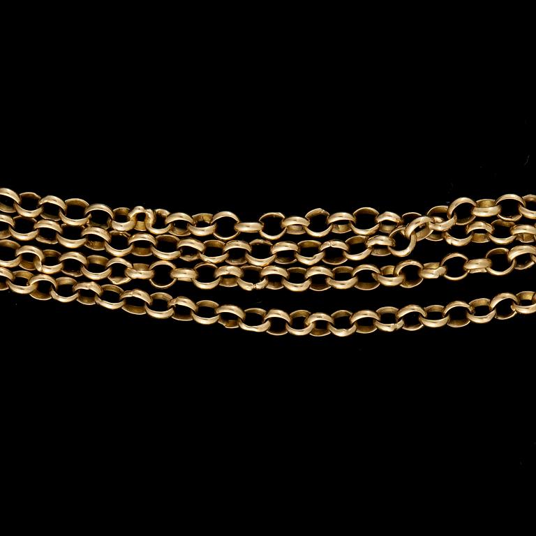 KLOCKKEDJA, dam, 20k guld. Vikt ca 20,3 gram.