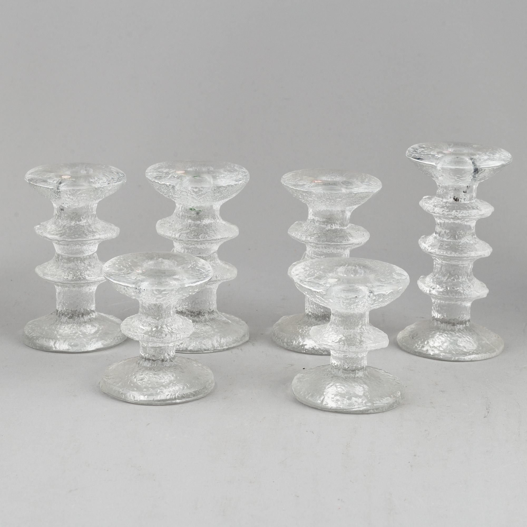TIMO SARPANEVA, ljusstakar 6 st, glas, "Festivo", Iittala, 1970-tal.