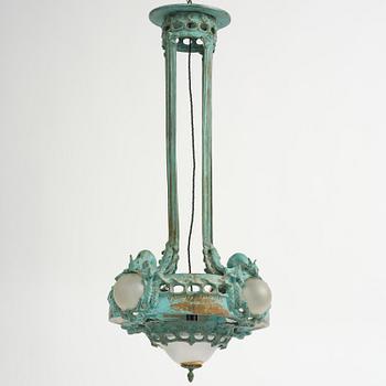 Emy Wahlström, an Art Nouveau chandelier model "5024", Arvid Böhlmarks Lampfabrik, Stockholm, 1910s.