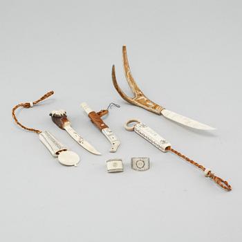 Seven sami objects, i.a letter openers, first half of the 20th century.