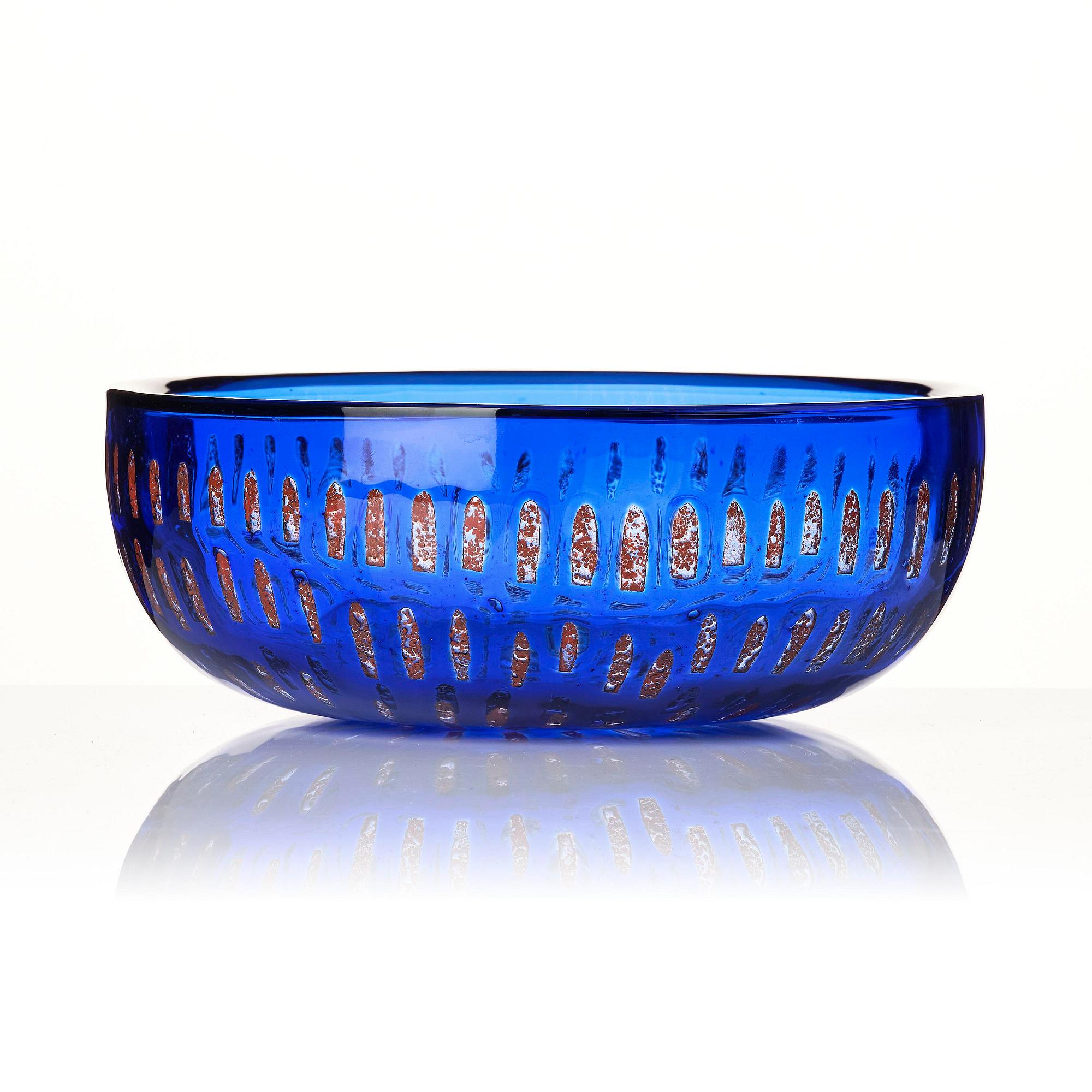 Sven Palmqvist, a ravenna glass bowl, Orrefors, Sweden, 1975, no 6228.