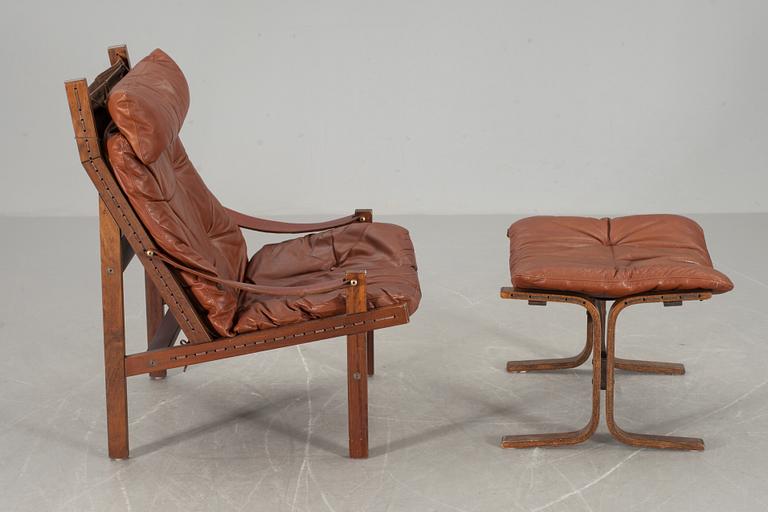 FÅTÖLJ MED FOTPALL, Torbjörn Afdal, "Huntingchair" Bruksbo.