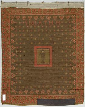A Finnish folk art long pile ryijy-rug, dated 1817. Circa. 185 x 130 cm.