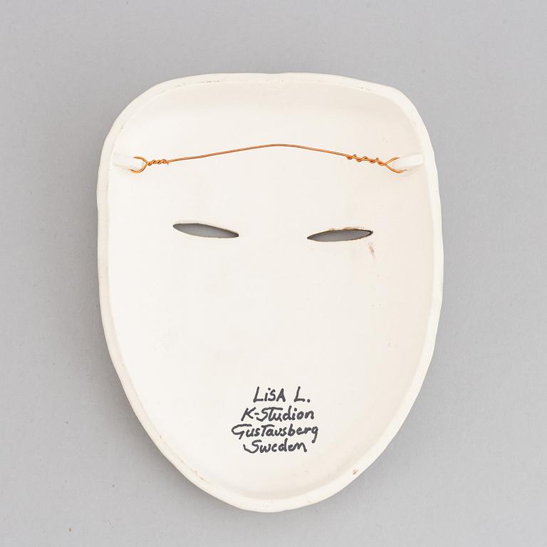 Lisa Larson, masker, 2 st, stengods, K-Studion, Gustavsberg.
