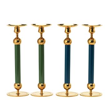 350. FIRMA SVENSKT TENN, 2+2 brass candlesticks, Sweden.