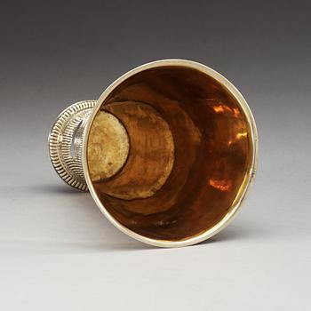 A Swedish 18th century parcel-gilt beaker, makers mark of Cornelius Zitski, Stockholm 1732.