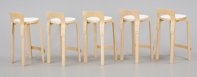 BARSTOLAR, 5 st, modell nr NB 45, Alvar Aalto, Artek.