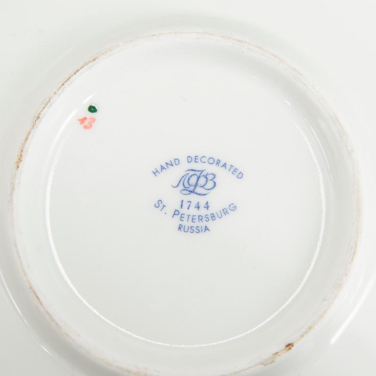 Kahvi- ja teekalusto, 34 osaa, "Blue Net", Lomonosov, Neuvostoliitto, kolme osaa v. 1991 jälkeen.