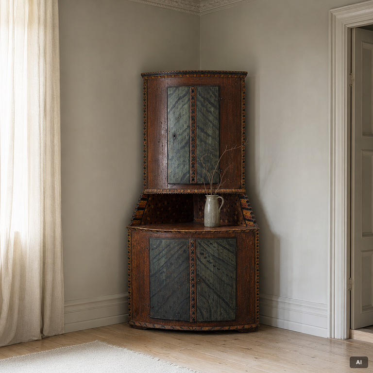 A corner cupboard, probably Värmland, dated 1822.