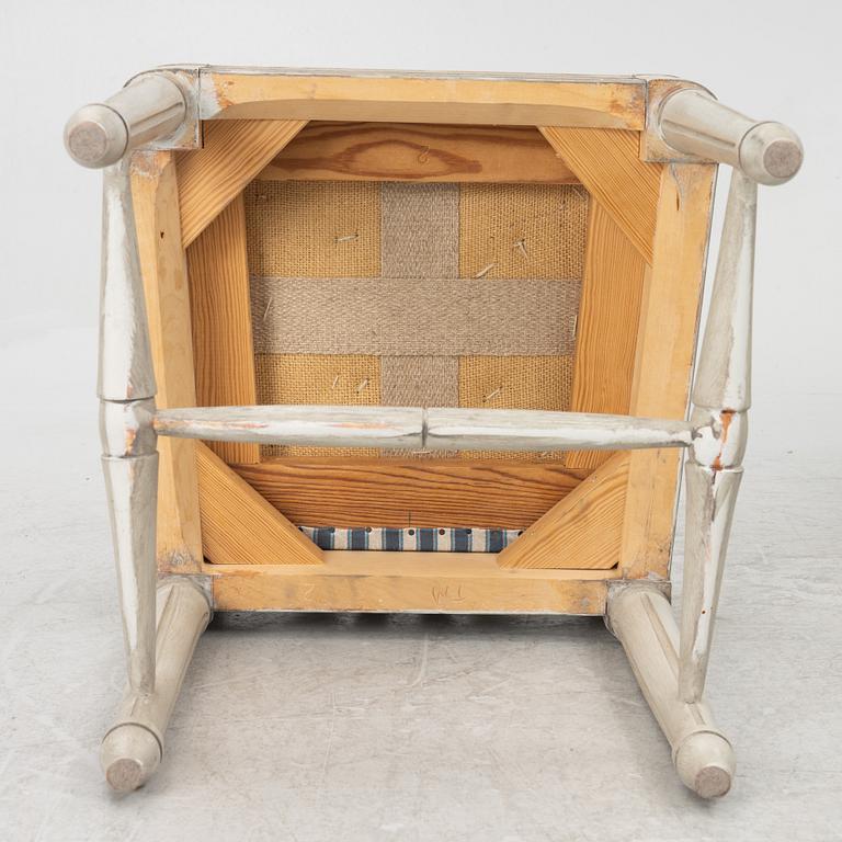 A set of four late Gustavian chairs, circa 1800 and four late Gustavian style chairs, late 20th century.