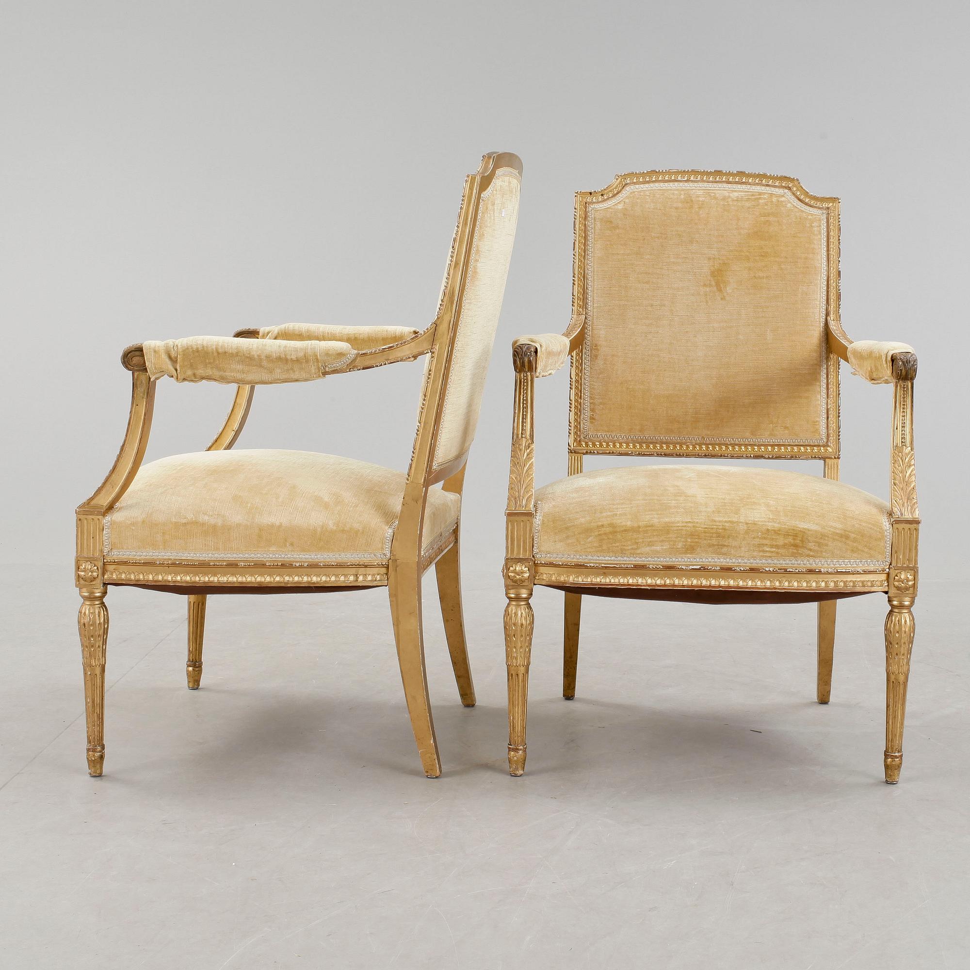 SALONGSMÖBEL, 5 delar. Louis XVI-stil.