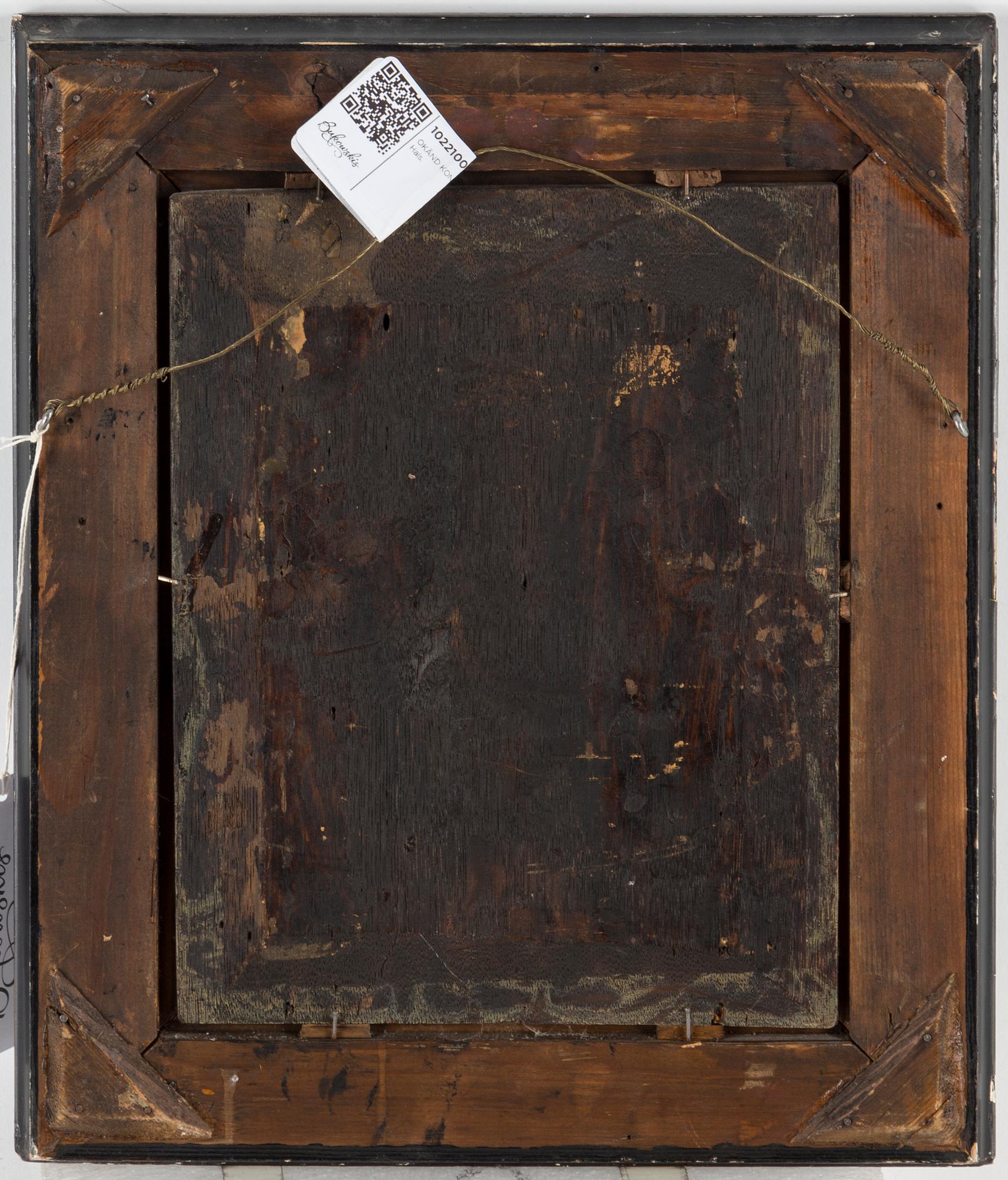 OKÄND KONSTNÄR, 1700-tal. olja på pannå, bär signatur Hals.