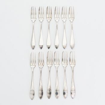 Bestickuppsättning för 12, totalt 108 delar, silver, Warszawa, Polen 1931-1963.