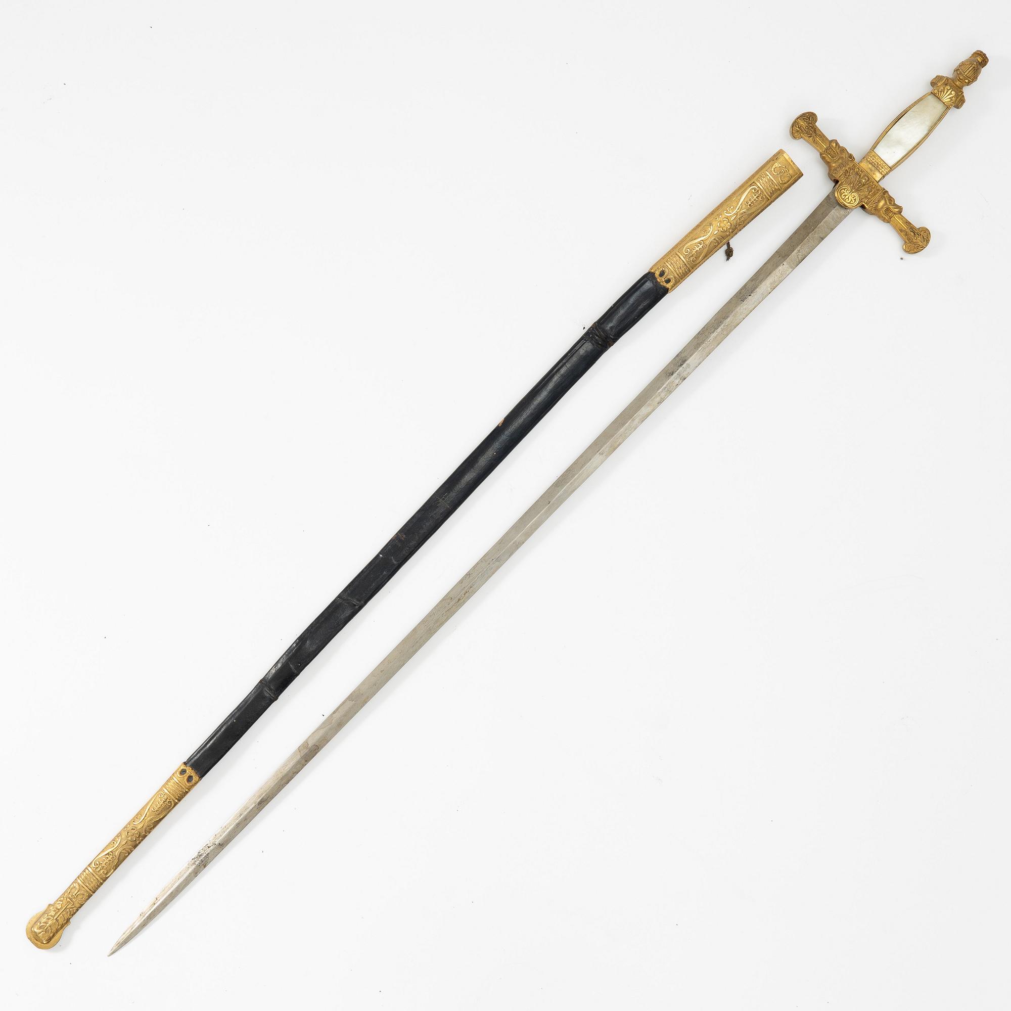 Sword, Swedish, 19th century, for an official with a scabbard.