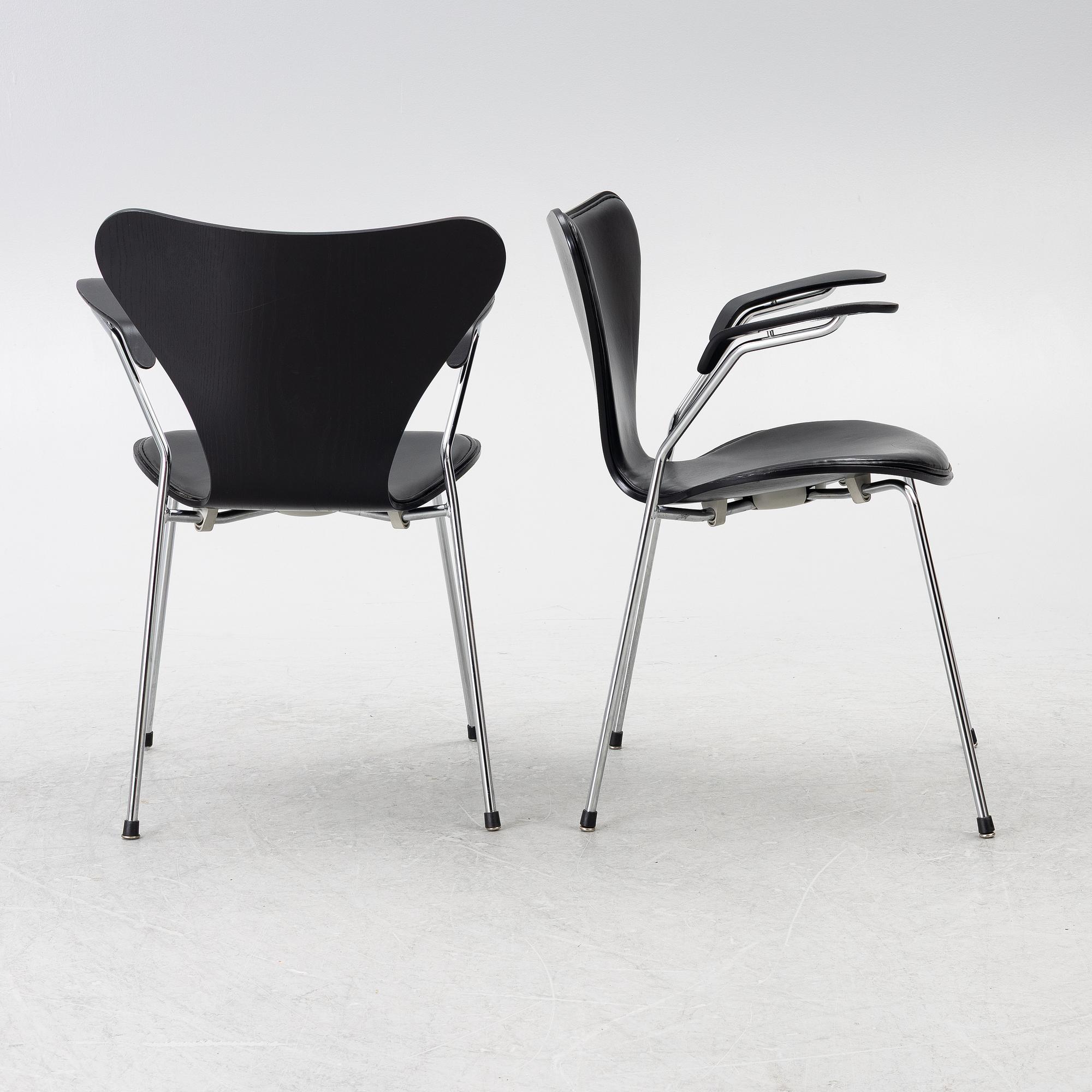Arne Jacobsen, a set of 6 armchairs, "The Seven", Fritz Hansen, Denmark, 2006.