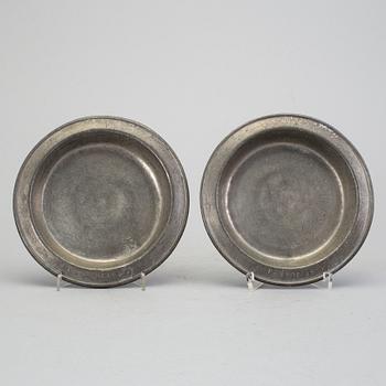 A set of ten tin plates, early 19th century.