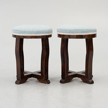Stools, a pair, Art Deco, first half of the 20th century.