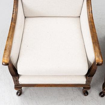 Armchairs, a pair, 1930s/40s.