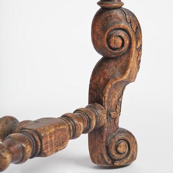 A pair of Swedish carved Baroque stools, circa 1700.