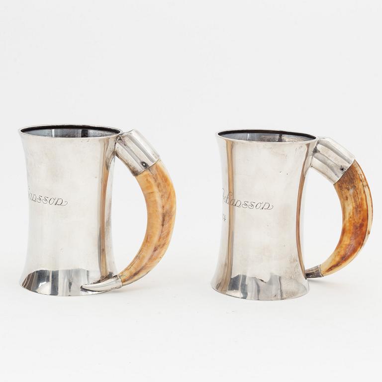 Two silver tankards by Axel Bergman Stockholm 1903 & 1904.