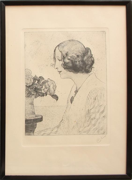 CARL LARSSON, etsning, sign.