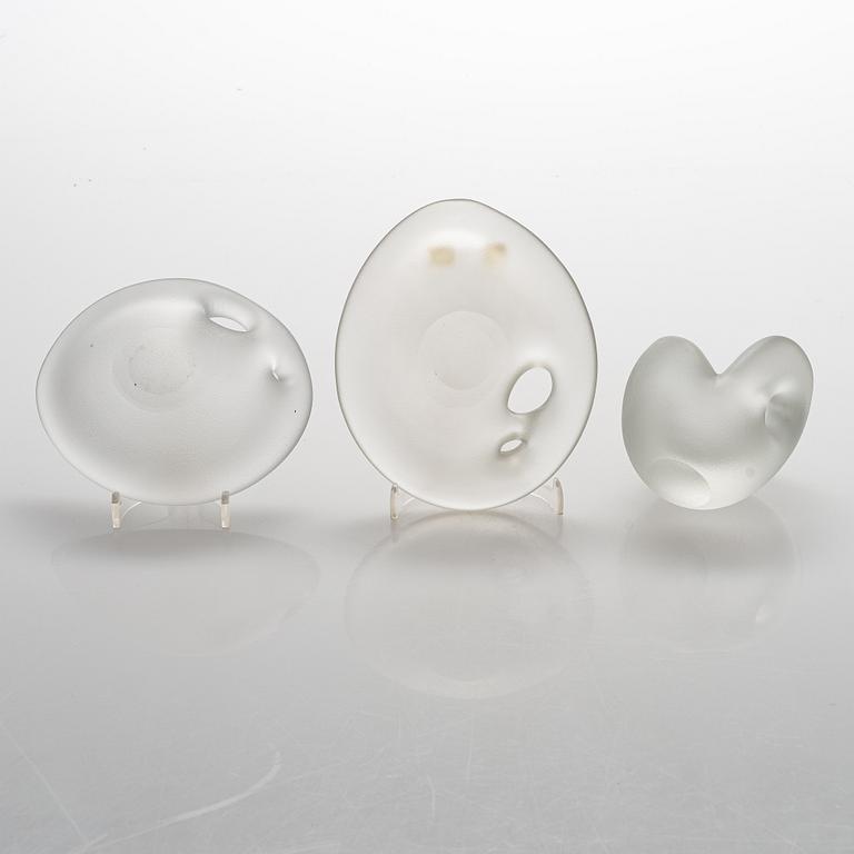 Three glass sculptures signed Timo Sarpaneva, Iittala, second half of the 20th century.