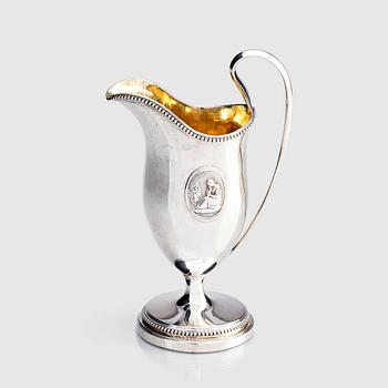 238. A Swedish late Gustavian parcel-gilt silver  cream-jug, mark of Petter Eneroth, Stockholm 1799.