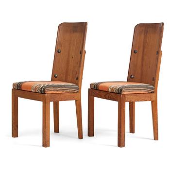 371. Axel Einar Hjorth, a pair of stained pine "Lovö" chairs, Nordiska Kompaniet, Sweden 1930s.