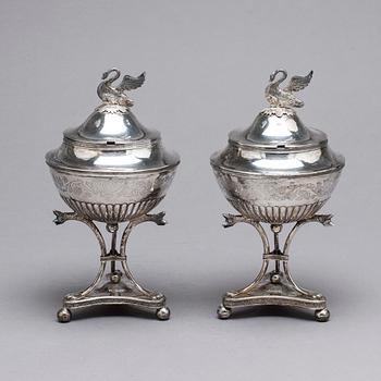 A pair of Swedish 19th century silver sugar-bowls, mark of Carl Magnus Ryberg, Soderkoping 1826.