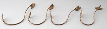 GARDINOMTAG, 4 st, förgylld brons, 1800-talets andra hälft.
