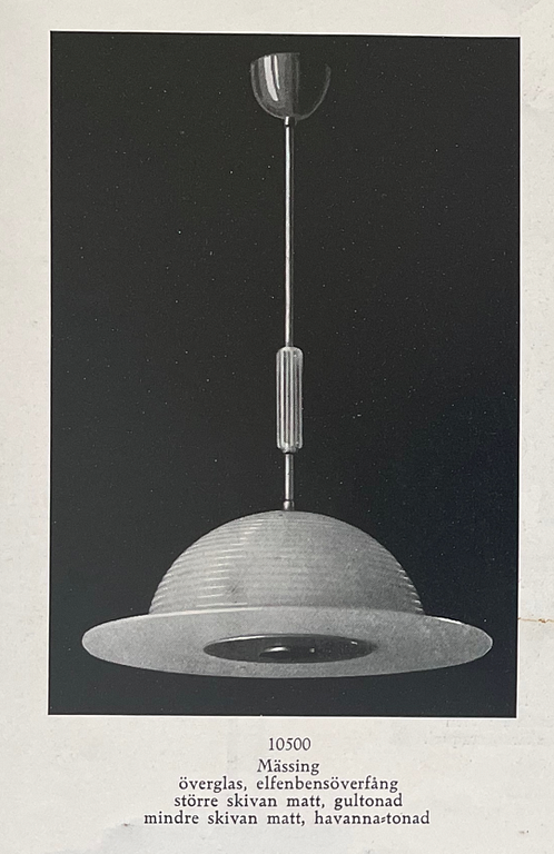 Harald Notini, a ceiling lamp model "10500", Arvid Böhlmarks Lampfabrik, Stockholm, 1930s.