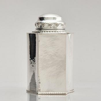 Carl Fredrik Carlman, an 830/1000 silver tea caddy, Stockholm, Sweden 1926.